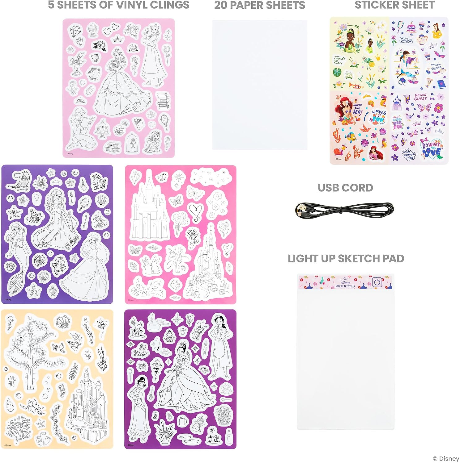 DISNEY PRINCESS LIGHT UP SKETCH SET
