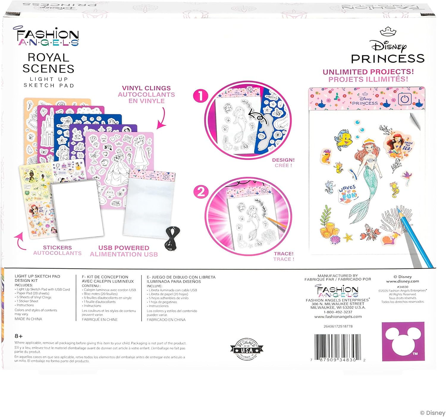 DISNEY PRINCESS LIGHT UP SKETCH SET