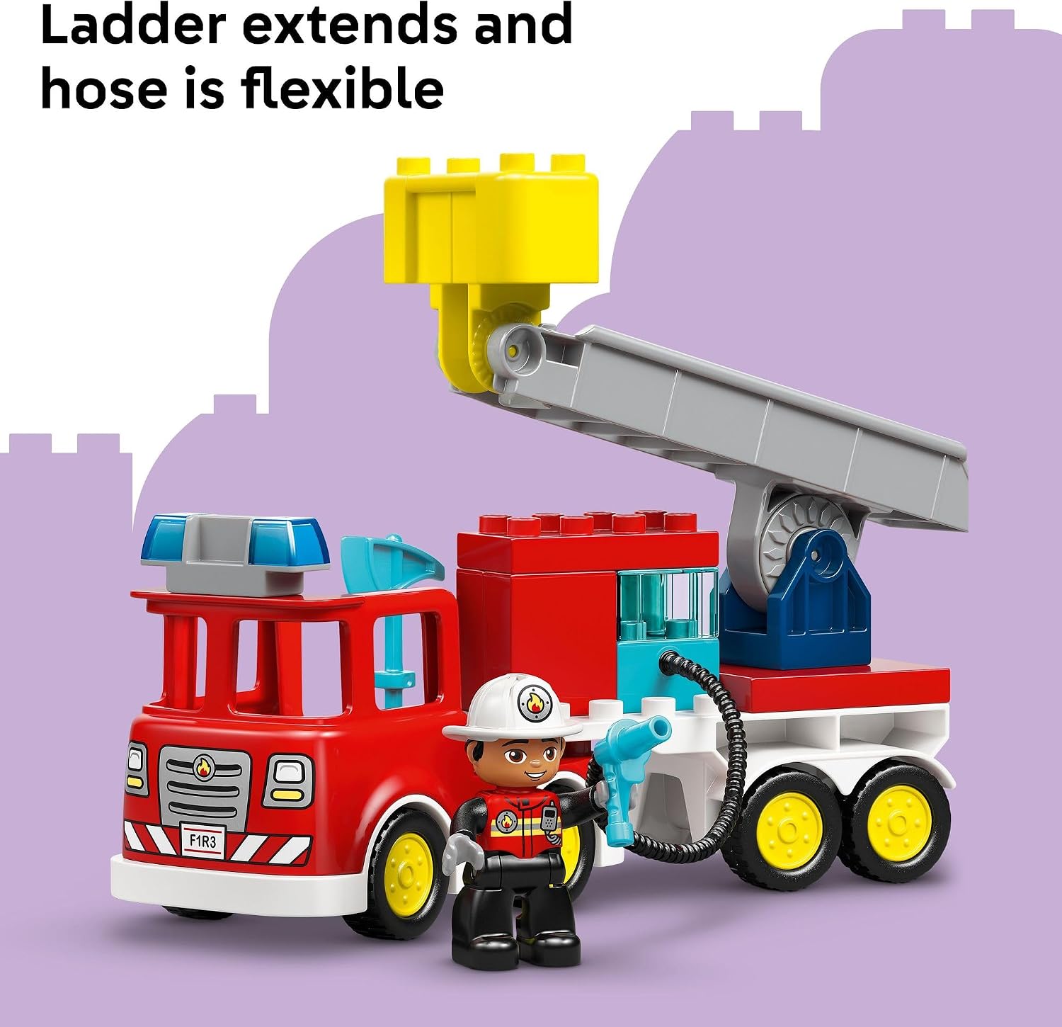 FIRE TRUCK WITH HOSE AND FIREFIGHTER