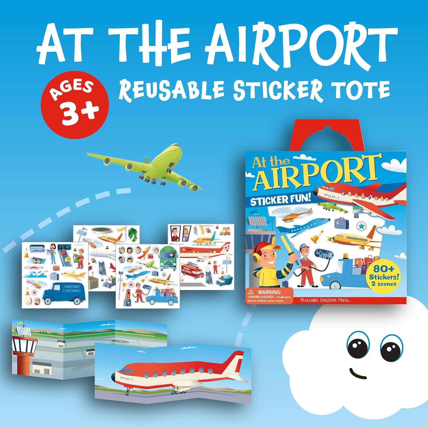 AT THE AIRPORT REUSABLE STICKER TOTE