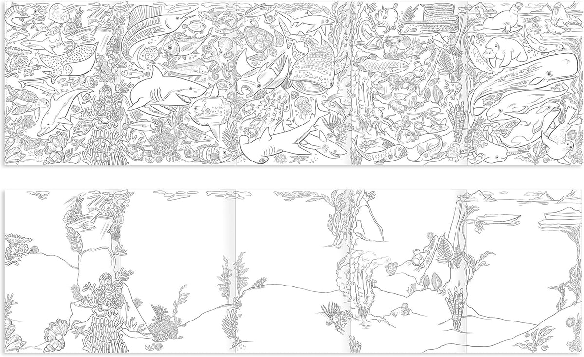Under the Sea Fold-Out Coloring Book