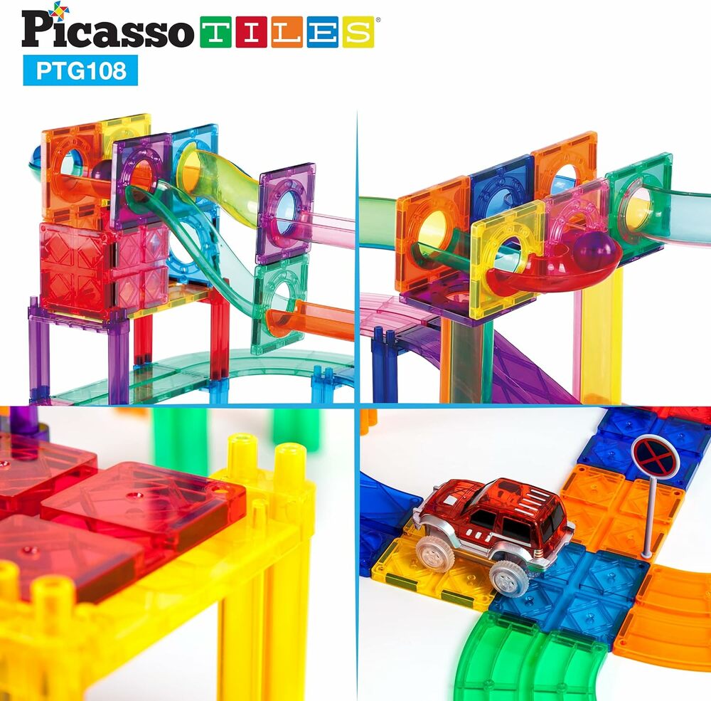 MAGNETIC MARBLE & RACE CAR SET 108 PC