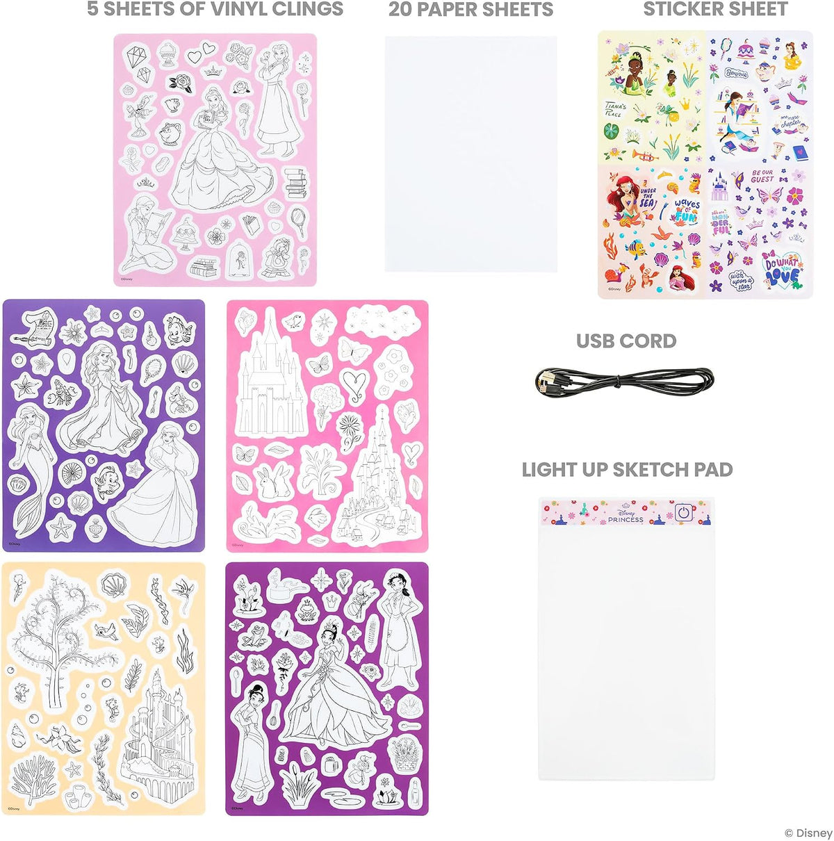 DISNEY PRINCESS LIGHT UP SKETCH SET