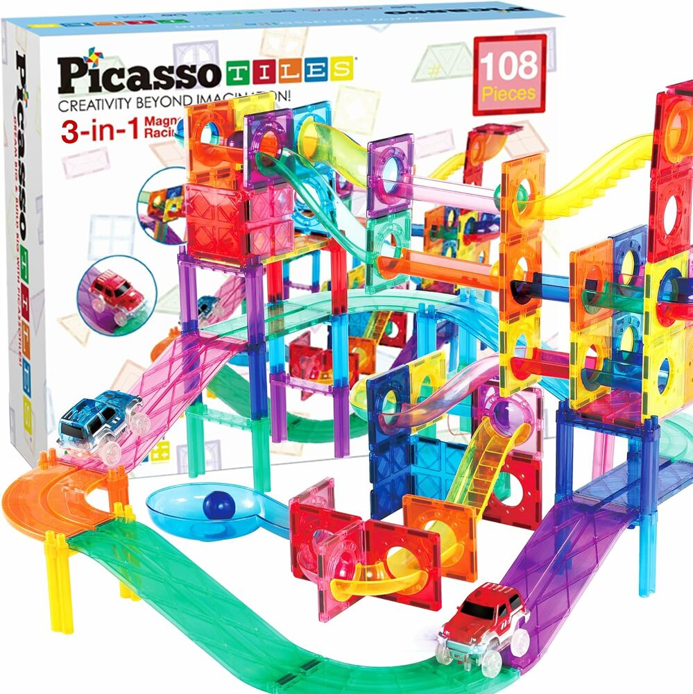 MAGNETIC MARBLE &amp; RACE CAR SET 108 PC
