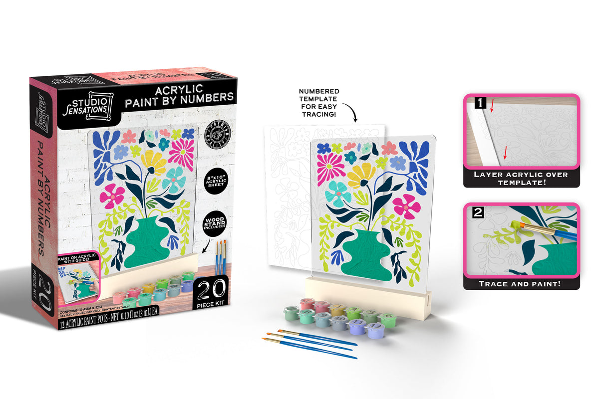 ACRYLIC PAINT BY NUYMBERS FLOWERS